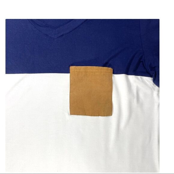 Amazon Faux Suede Pocket Color Block Tee Sz L - Picture 6 of 12